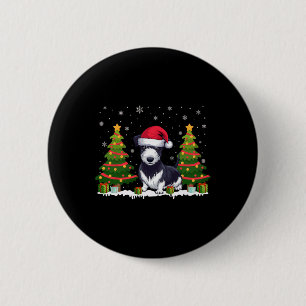 Xmas Tree Lights Rat Terrier Dog Santa Hat Christm 2 Inch Round Button