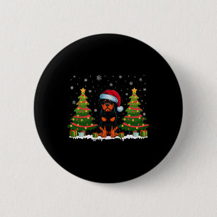 Xmas Tree Lights Rottweiler Dog Santa Hat Christma 2 Inch Round Button