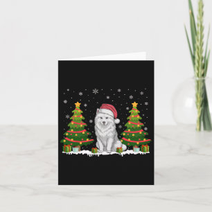 Xmas Tree Lights Samoyed Dog Santa Hat Christmas S Card