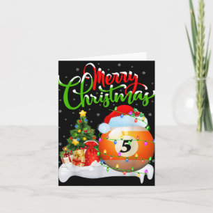 Xmas Tree Lights Santa Hat Billiards Christmas T S Card