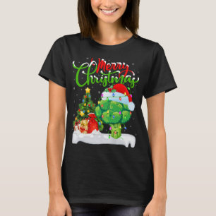 Xmas Tree Lights Santa Hat Vegetable Broccoli Chri T-Shirt