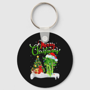 Xmas Tree Lights Santa Hat Vegetable Celery Christ Keychain