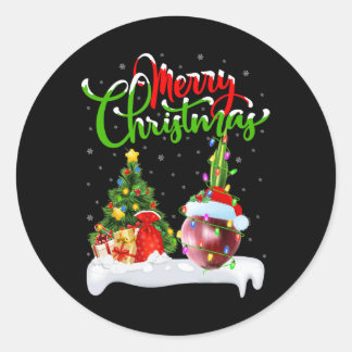 Xmas Tree Lights Santa Hat Vegetable Onion Christm Classic Round Sticker