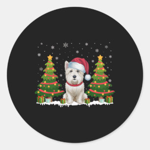 Xmas Tree Lights Sphynx Dog Santa Hat Christmas Sw Classic Round Sticker