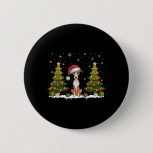 Xmas Tree Lights Whippet Dog Santa Hat Christmas S 2 Inch Round Button