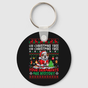 Xmas Tree Ornaments Are History Sweater Santa Bull Keychain