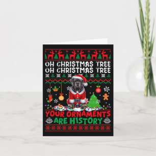 Xmas Tree Ornaments Are History Sweater Santa Cane Card