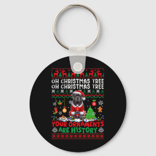 Xmas Tree Ornaments Are History Sweater Santa Cane Keychain