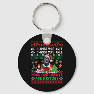 Xmas Tree Ornaments Are History Sweater Santa Dobe Keychain