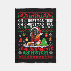 Xmas Tree Ornaments Are History Sweater Santa Leon Fleece Blanket