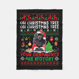 Xmas Tree Ornaments Are History Sweater Santa Newf Fleece Blanket