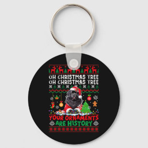 Xmas Tree Ornaments Are History Sweater Santa Newf Keychain