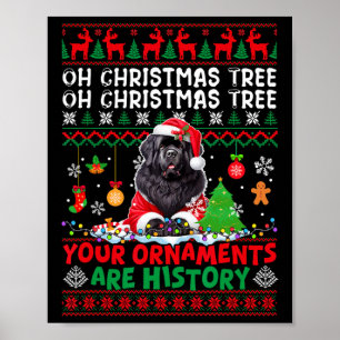 Xmas Tree Ornaments Are History Sweater Santa Newf Poster