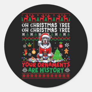 Xmas Tree Ornaments Are History Sweater Santa Pit  Classic Round Sticker