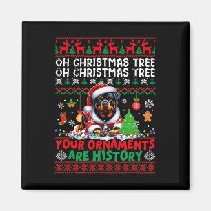 Xmas Tree Ornaments Are History Sweater Santa Rott Magnet
