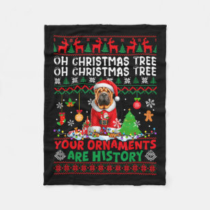 Xmas Tree Ornaments Are History Sweater Santa Shar Fleece Blanket