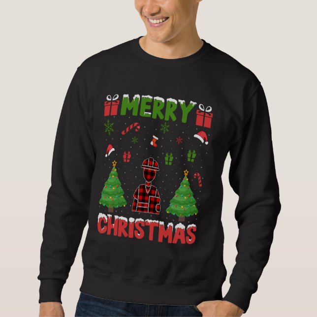Xmas Tree Red Buffalo Plaid Inspector Ugly Christm Sweatshirt (Front)