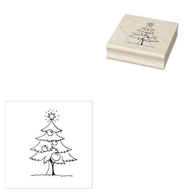 Xmas Tree Rubber Stamp (Stamped)