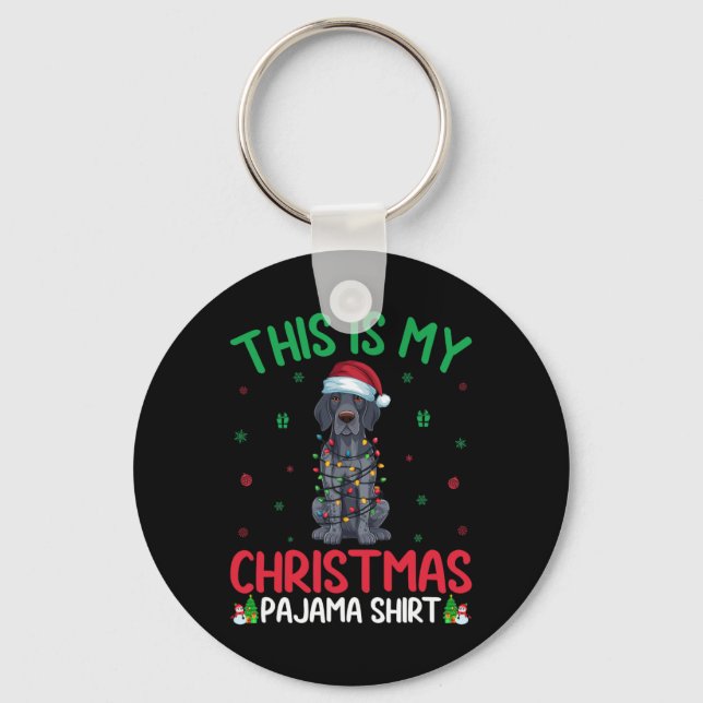 Xmas Tree Santa German Shorthaired Pointer Dog Chr Keychain (Front)