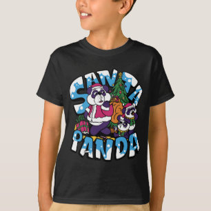 Xmas Tree Santa Panda Kids Boy Girl Christmas T-Shirt