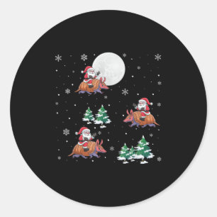 Xmas Tree Santa Riding Armadillo Funny Christmas Classic Round Sticker