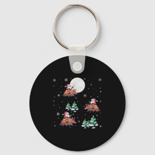 Xmas Tree Santa Riding Armadillo Funny Christmas Keychain