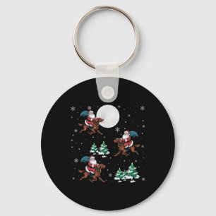 Xmas Tree Santa Riding Irish Setter Dog Funny Chri Keychain
