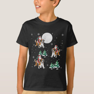 Xmas Tree Santa Riding Saint Bernard Dog Funny Chr T-Shirt