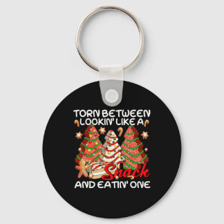 Xmas Tree Torn Between Lookin Like A Snack Cake Pa Keychain