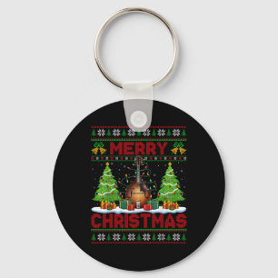 Xmas Tree Ugly Style Santa Musical Mandolin Christ Keychain