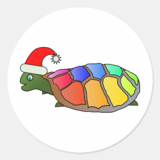 xmas turtle classic round sticker (Front)