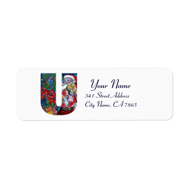 XMAS U LETTER /SANTA  CLAUS WITH VIOLIN MONOGRAM (Front)