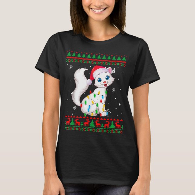 Xmas Ugly Sweater Christmas Lights Cat Kitten Love (Front)