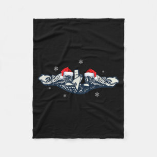 Xmas Veterans Day U.s Submarine Santa Hat Christma Fleece Blanket