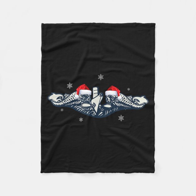 Xmas Veterans Day U.s Submarine Santa Hat Christma Fleece Blanket (Front)