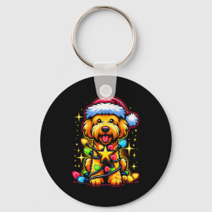 Xmas Whoodle Dog Tangled Christmas Lights For Men  Keychain