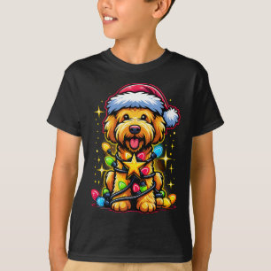 Xmas Whoodle Dog Tangled Christmas Lights T-Shirt