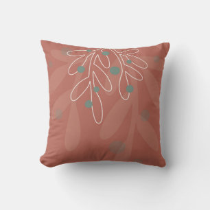 Xmas winter floral hand drawn mistletoe throw pillow