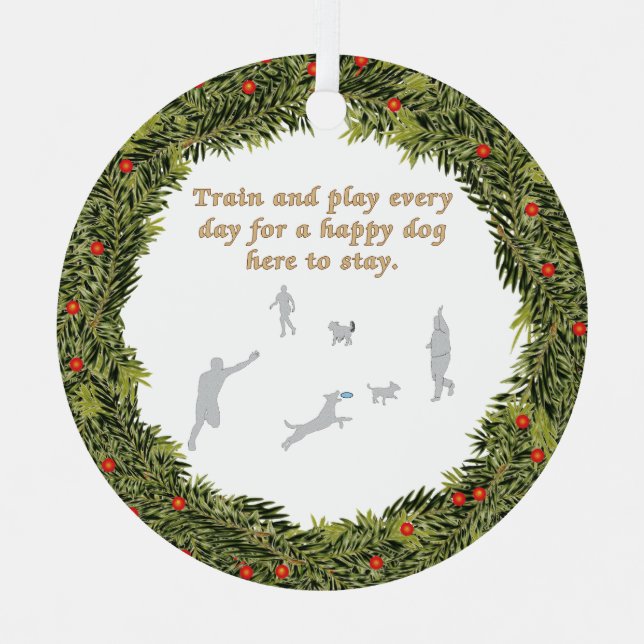 XMas Wreath Train and Play Metal Ornament (Front)