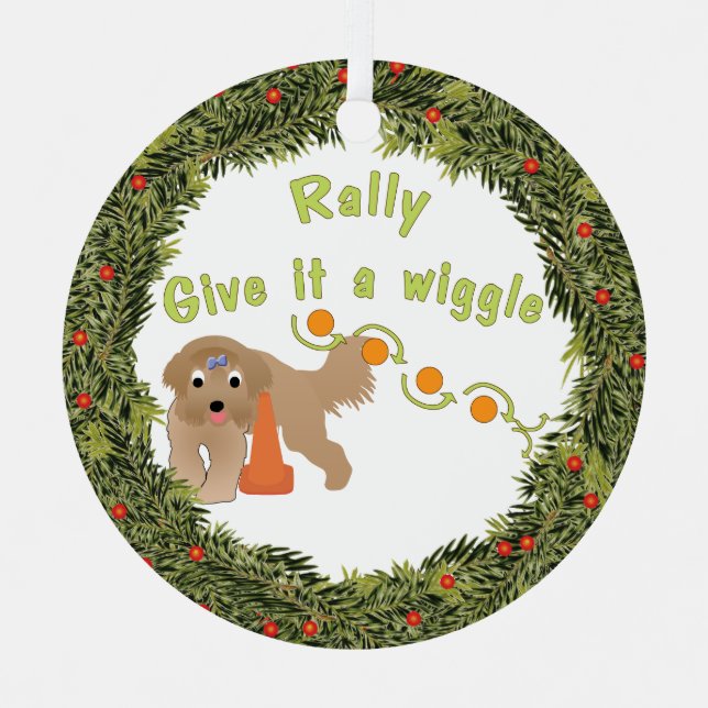 XMas Wreath Wiggle Rally Metal Ornament (Front)