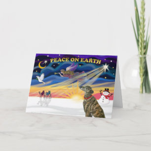 XmasSunrise-Brindle Greyhound Holiday Card