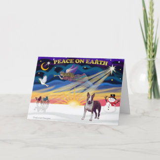 XmasSunrise-Bull Terrier 10 Holiday Card