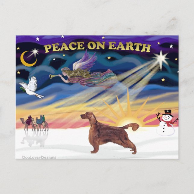 XmasSunrise - Irish Setter 1 Holiday Postcard (Front)
