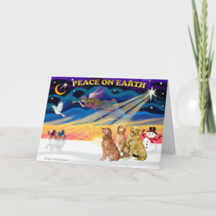 XmasSunrise-Three Golden Retrievers Holiday Card