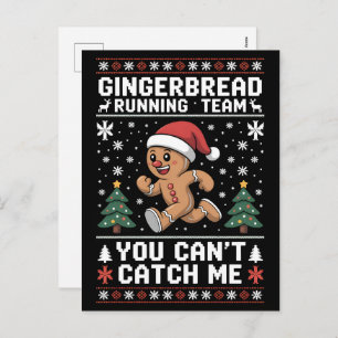 Xmax Running Gingerbread Man Costume, Running Team Holiday Postcard