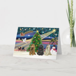Xms Magic-3Cockers-blk-brwn-fawn Holiday Card
