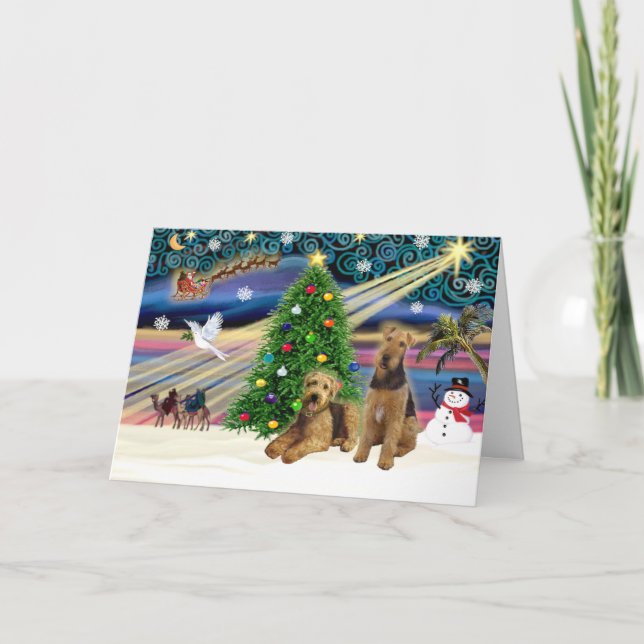 XmsMagic-AIREDALE pair Holiday Card (Front)