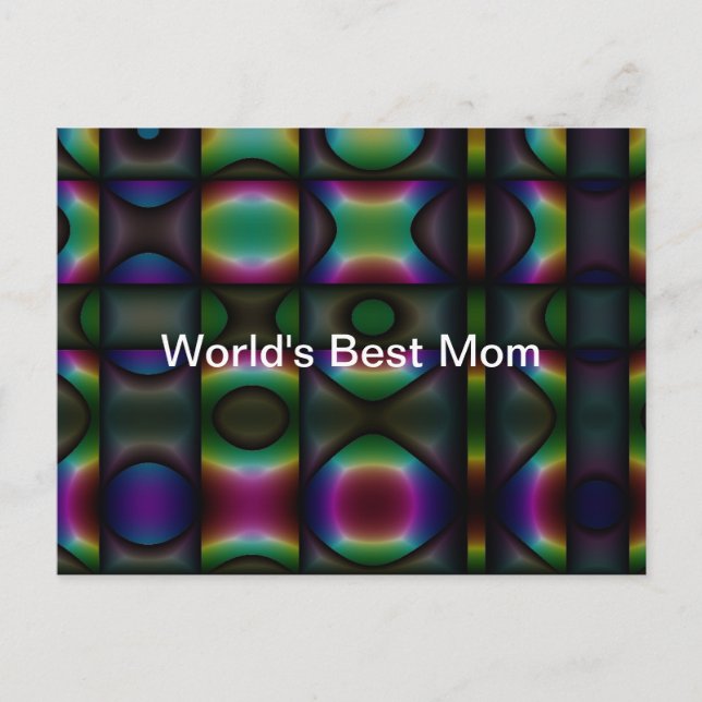 XO Abstract Digital Art, World's Best Mom Postcard (Front)