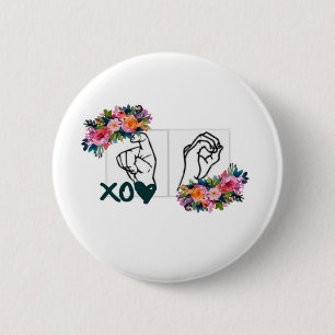 XO (ASL Hugs & Kisses Hand) 2 Inch Round Button