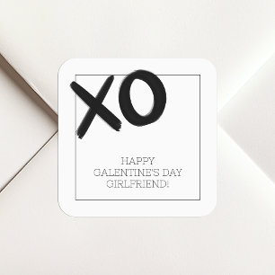 XO Black and White Girlfriends Galentine's Day Square Sticker